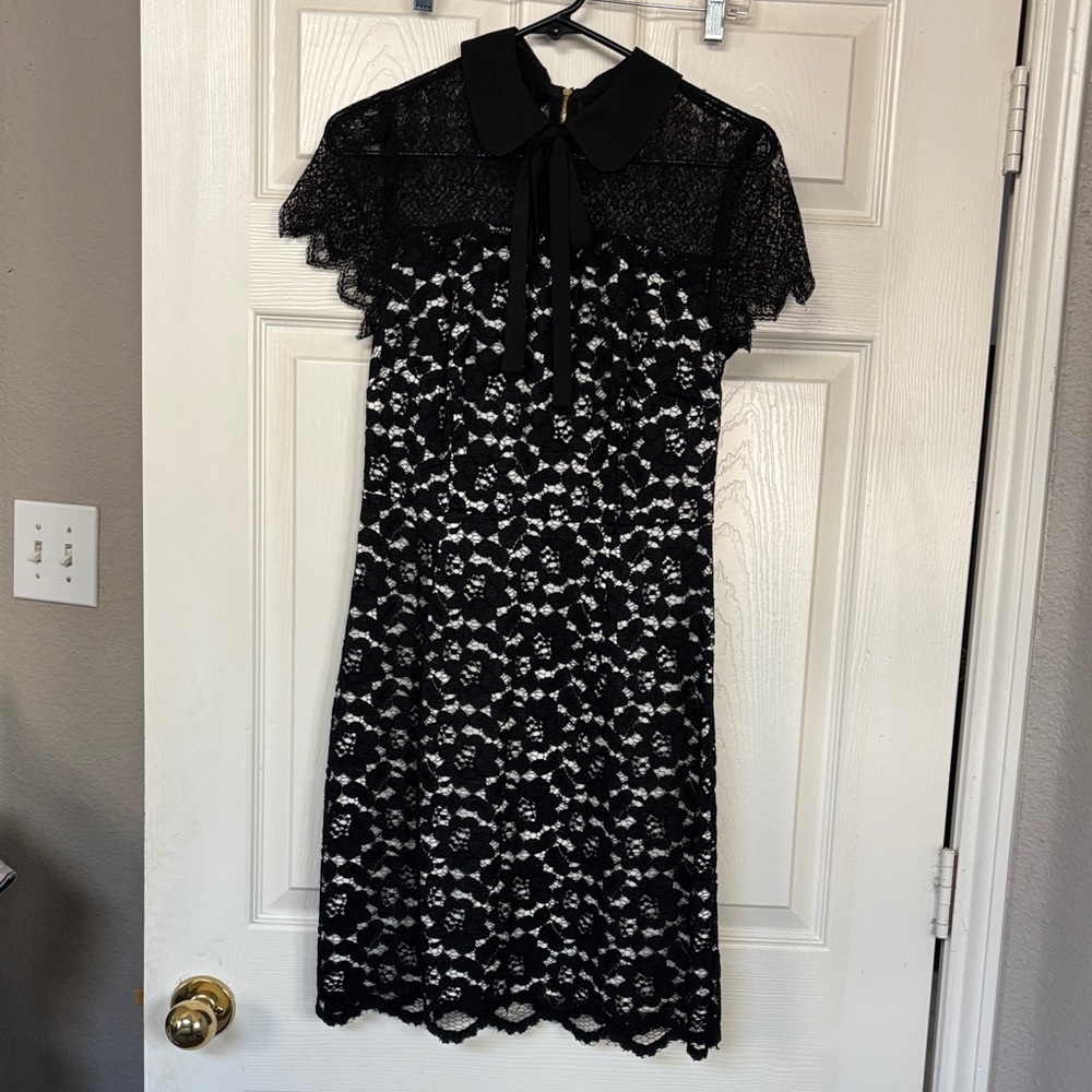 Kensie Black and White Lace Midi Dress